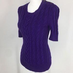 Banana Republic Purple Cable Knit Crew Neck Sweater